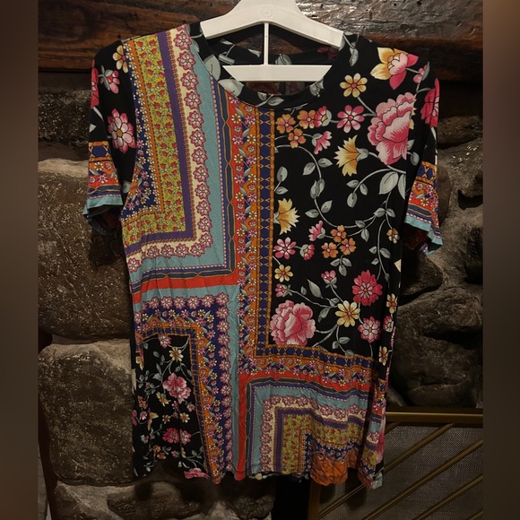 Johnny Was Bamboo lookout Favorite crew neck swing tee, S - Picture 3 of 5